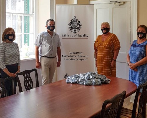Face masks with transparent coverings donated